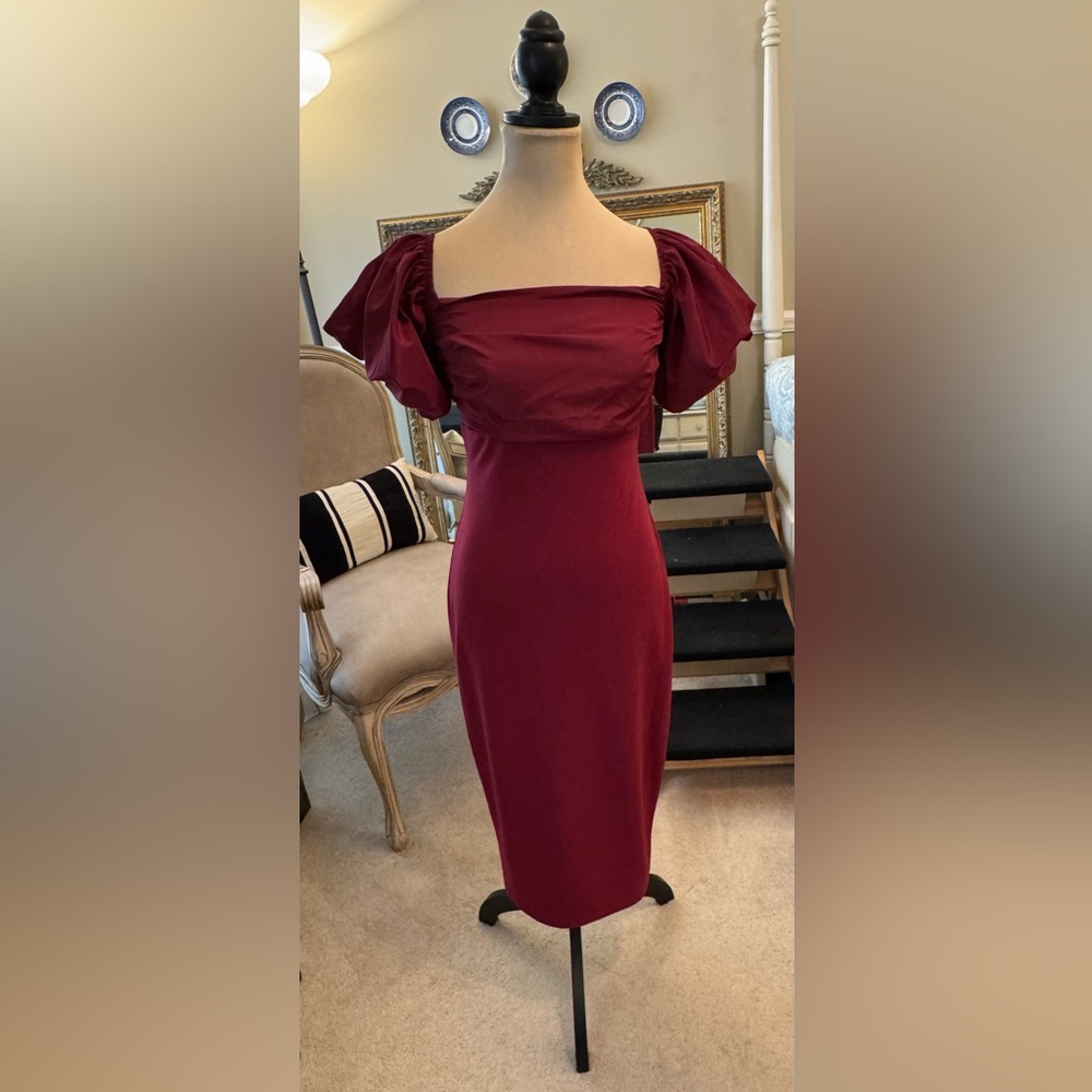 Elegant Belle Badgley Mischka Burgundy Dress, Sz 0, NWTs